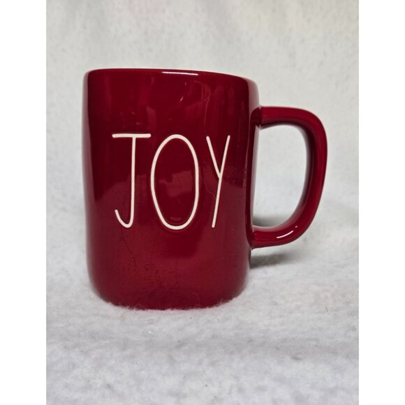 Rae Dunn Artisan JOY Mug By Magenta Red Ceramic Coffee Cup - Picture 1 of 8